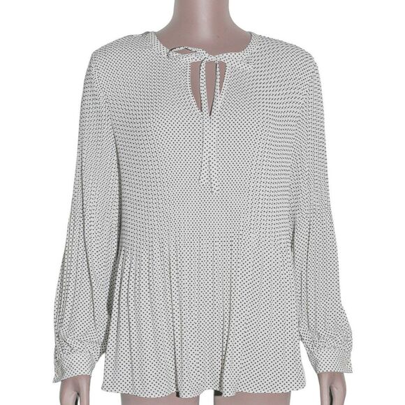 Women’s Pleated Polka Dot Long Sleeve Blouse Office Top Size Medium - Picture 1 of 3